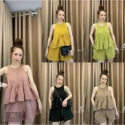 [SET TRANG PHỤC] Set Đồ Nữ, Set Đồ Bộ Chất Tăm Áo Ba Lỗ Rúm Phối Quần Ngắn Mặc Siêu Sang_Cực Mát Ngày Hè